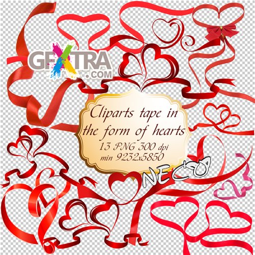 Cliparts tape in the form of hearts PNG