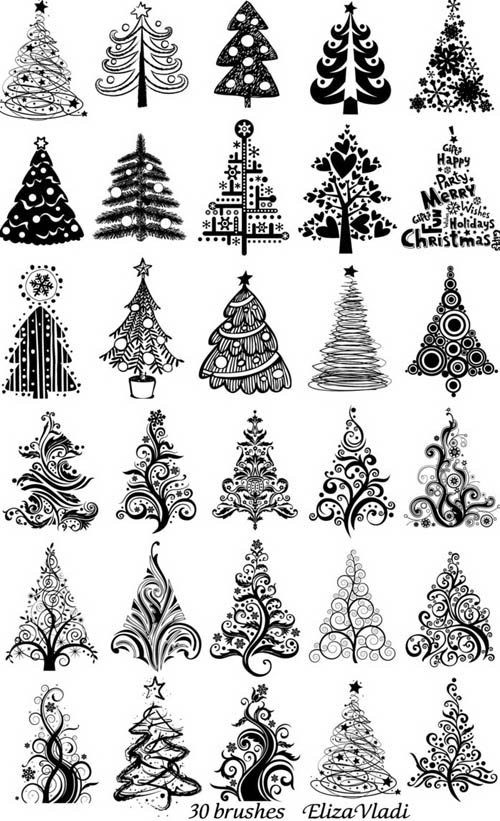 Abstract New Year's Tree Brushes