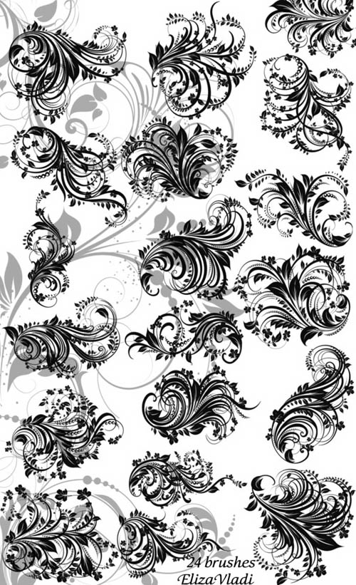 Decorative Floral Branches Brushes