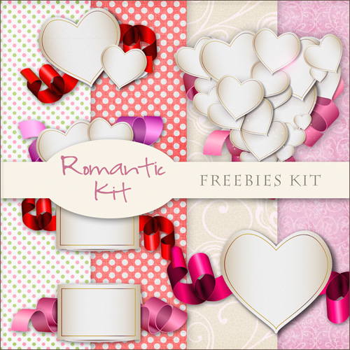 Scrap-set - Romantic Mix For Valentines Day - Papers, Hearts Images