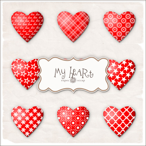 Scrap-kit - My Heart For Valentines Day - Hearts PNG Images Cliparts For Design