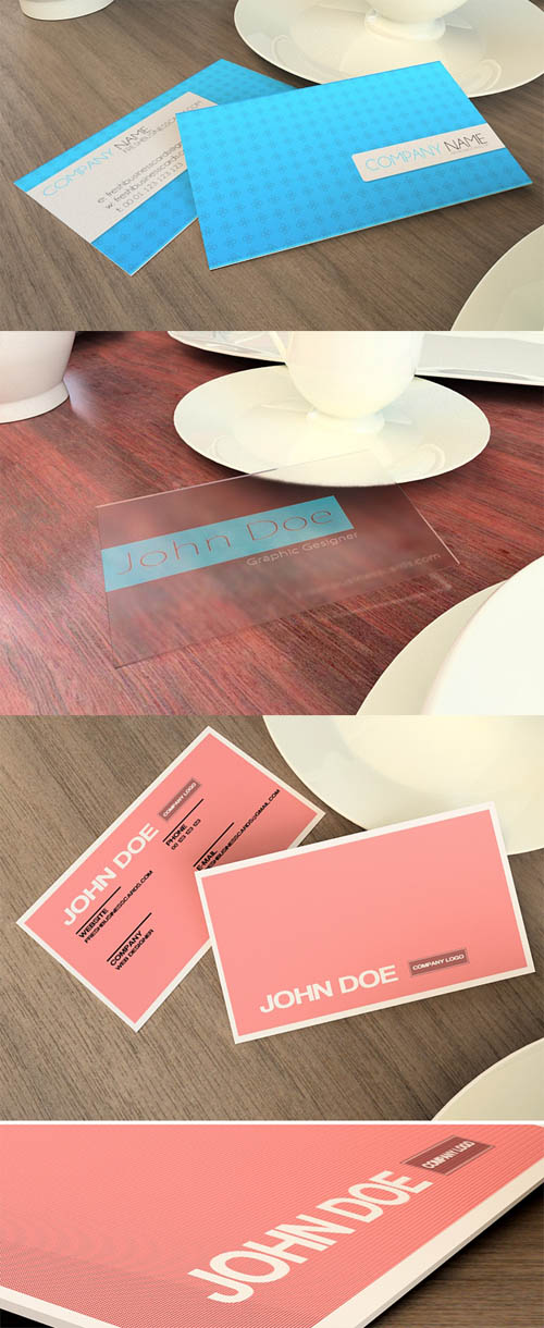 Elegant Business Cards - Transparent, Blue and Pink