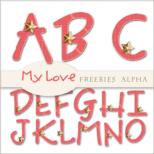 My Love - Valentines Day 2012 Alphabet In PNG (With Stars)