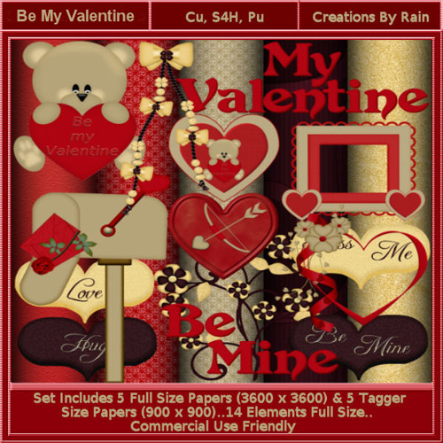 Romantic Scrap-set - My Love Valentine - Papers And Images For Valentines Day 2012