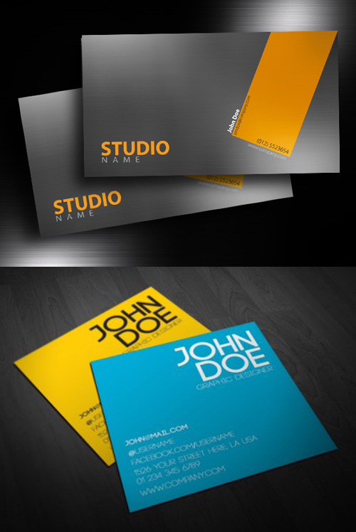 Square and Brushed Business Cards