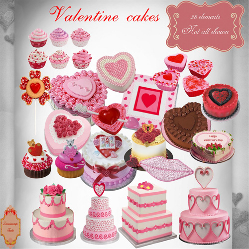 Romantic Scrap-kit - Love Cakes - Valentines Day PNG Images 2012