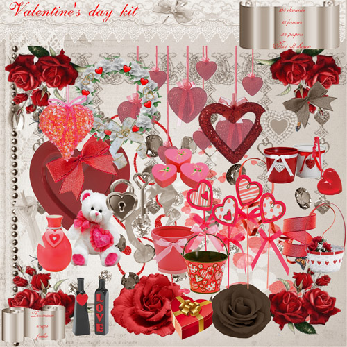 Love Scrap-set - Valentines Day 2012 - PNG Images, Frames, Papers