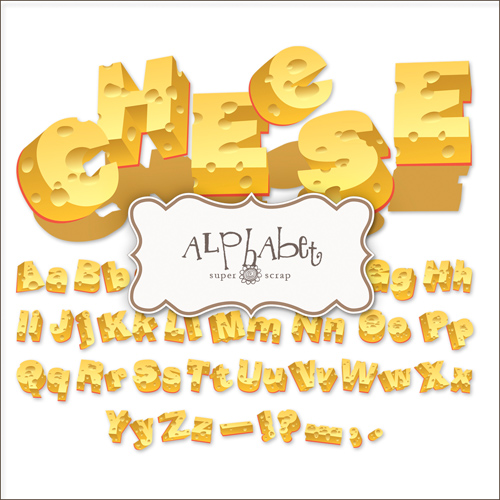 Creative Scrap-kit 2012 - Cheese Alphabet in PNG