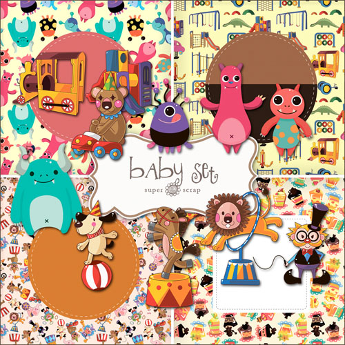 Childens Scrap-set 2012 - Baby Set - New Creative Papers And PNG Images