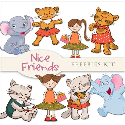 Scrap-kit For Childrens - Nice Friends Cartoon Heroes in PNG