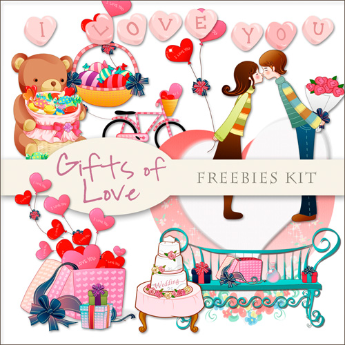 Romantic Scrap-kit - Gift Of Love - PNG Images For Valentines Day 2012