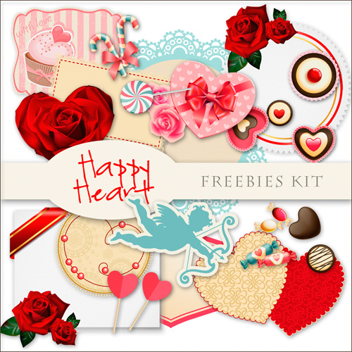 Romantic Scrap-kit - Happy Heart - PNG Images For Valentines Day 2012