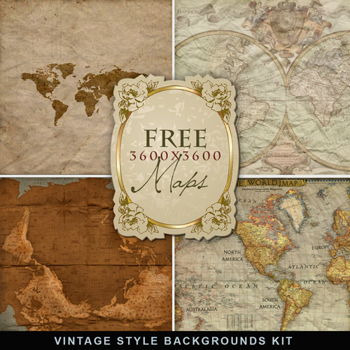 Textures - Vintage Style Old Maps Backgrounds