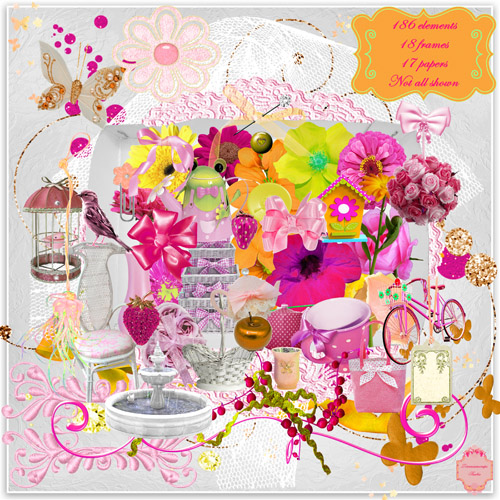 Colored Nature Scrap-set 2012 - Longing For Summer (PNG Elements, Papers, Frames)