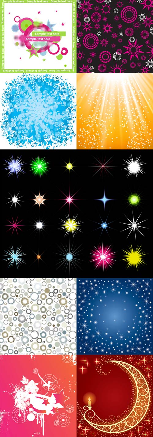 Starry Night Backgrounds in Vector