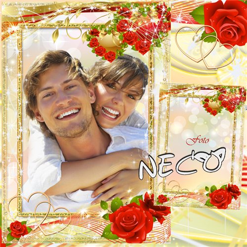 Romantic frame with hearts and roses - We Are Together