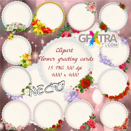 Clipart flower greeting cards PNG