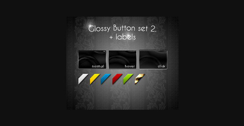 Glossy 3 State Button plus Corner Labels PSD