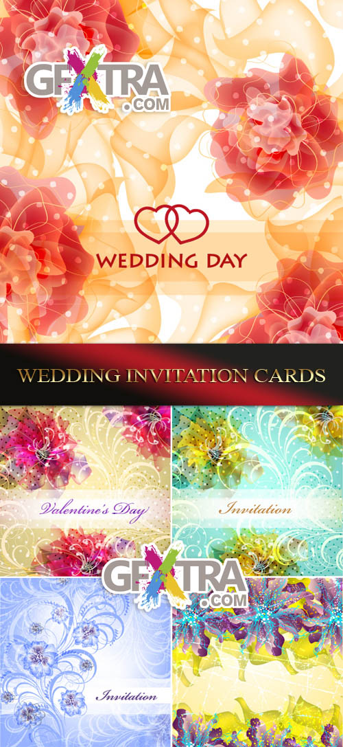 Wedding Invitation Cards 5xEPS