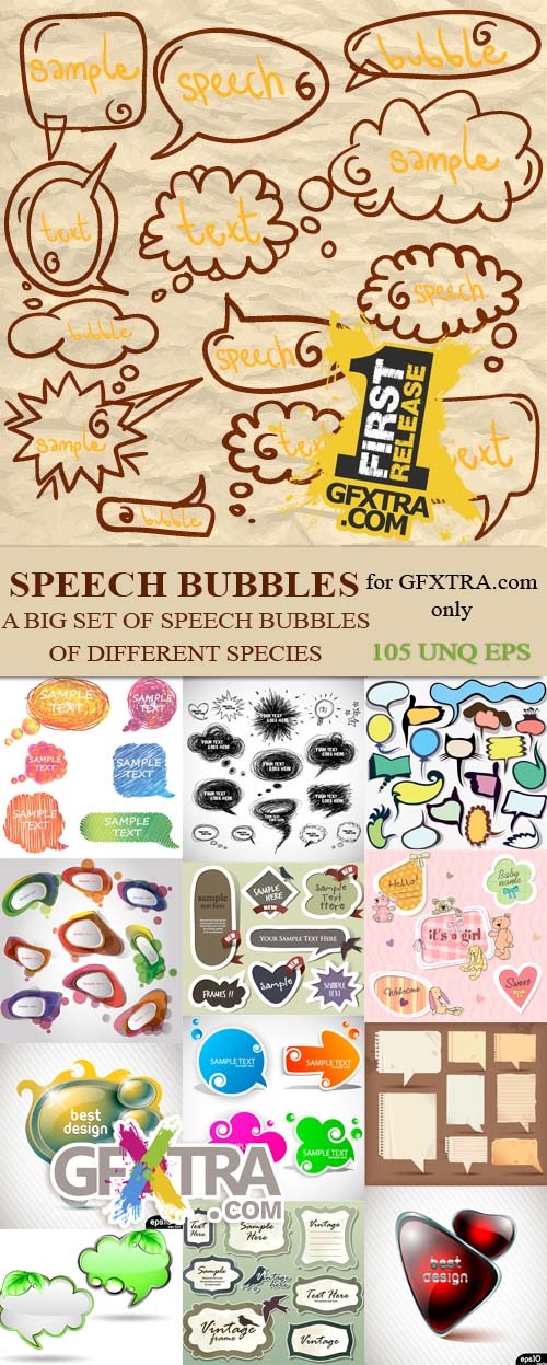 Speech bubbles. A big set of speech bubbles of different species 105xEPS