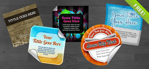 5 Fun Creative Web UI Stickers Set PSD