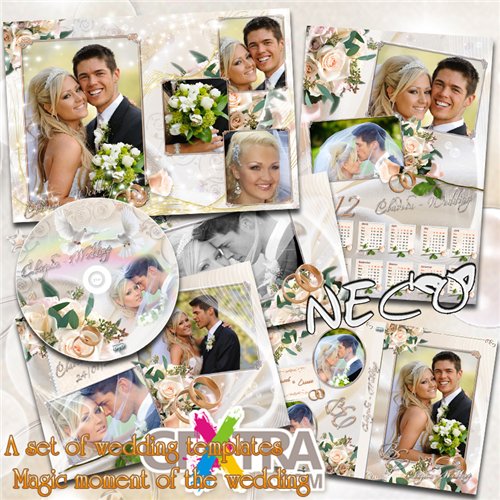 A set of wedding templates - Magic moment of the wedding
