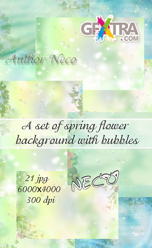 A set of spring flower background with bubbles