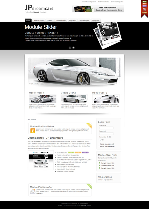 JoomlaPlates - Dreamcars for Joomla 1.5 - 2.5