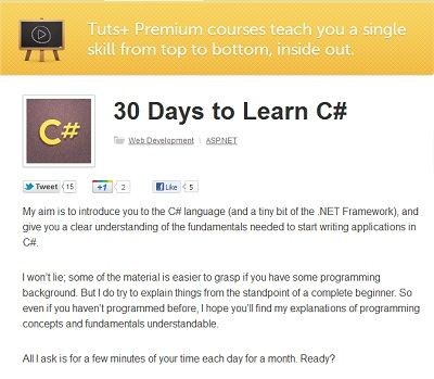 TutsPlus: 30 Days to Learn C#