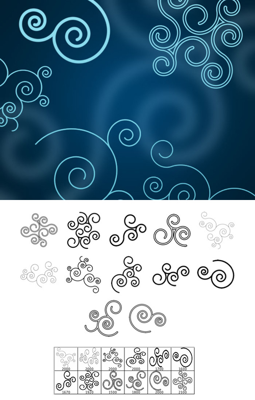 Rounded Spirals Brushes Set