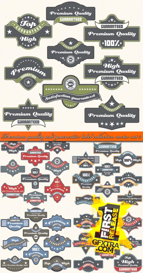 Premium quality and guarantee label collection vector set 2