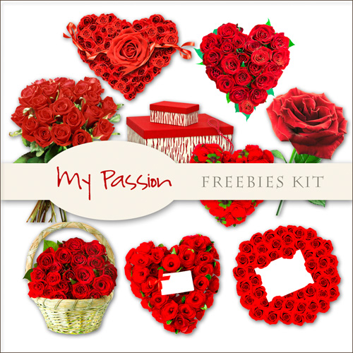 Romantic Scrap-kit - Bouquets Of Roses in PNG Images For Love Design