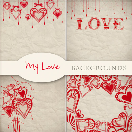 Creative Romantic Textures - Love Backgrounds in Vector Style Illustrations