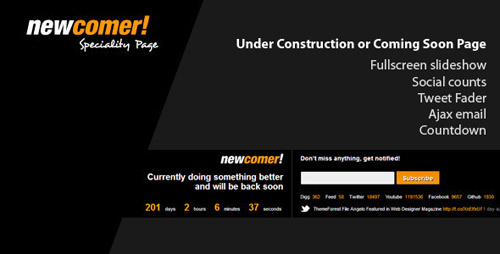 ThemeForest - New Comer - Under Construction & Coming Soon - RiP