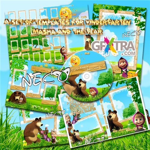 A set of templates for kindergarten Masha and the Bear