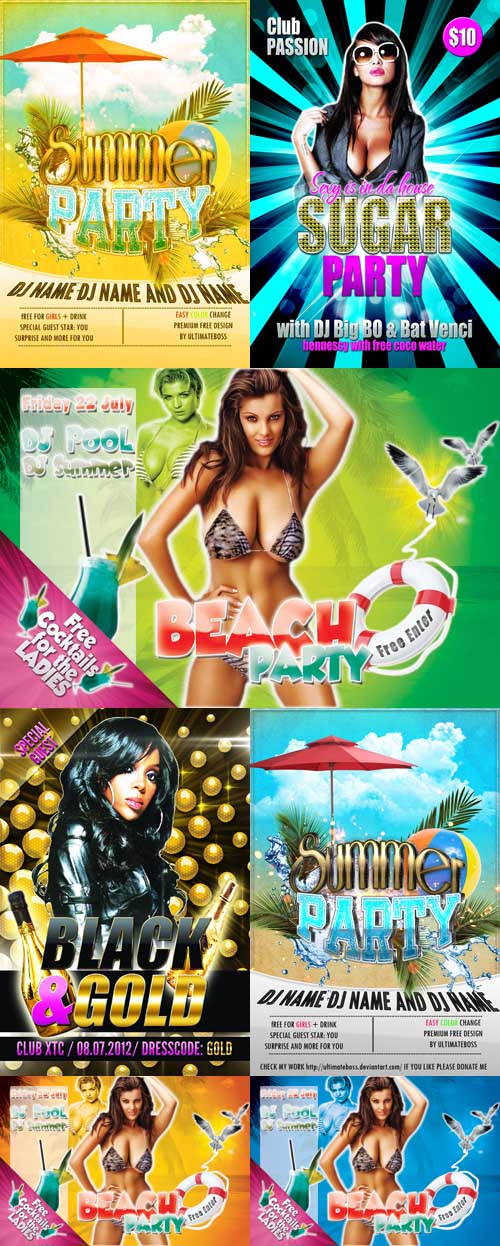 Summer Beach Party Flyer Template Psd Pack