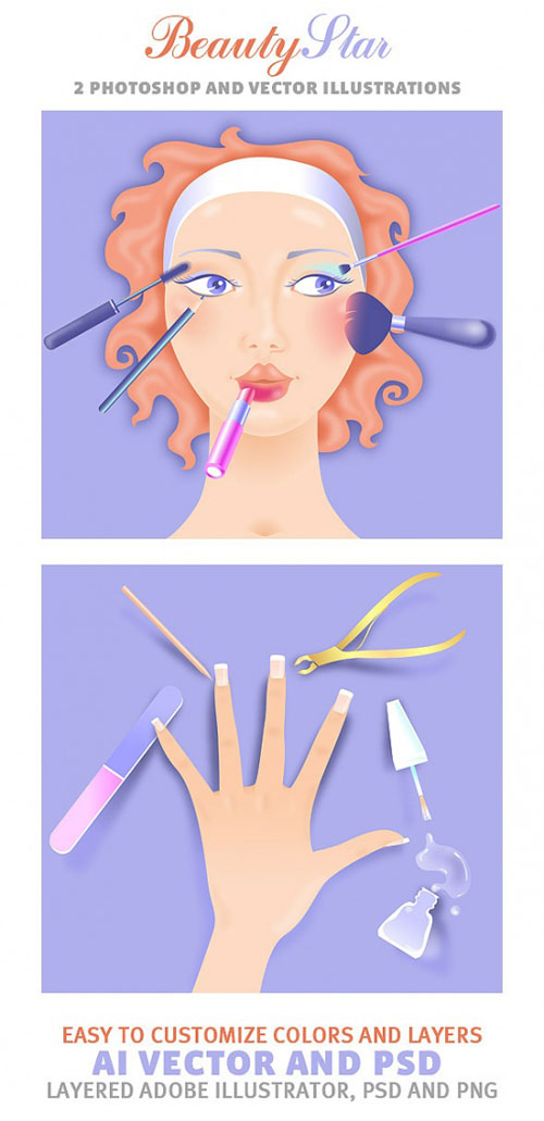 2 Beauty Star Photoshop and Vector Illustrations