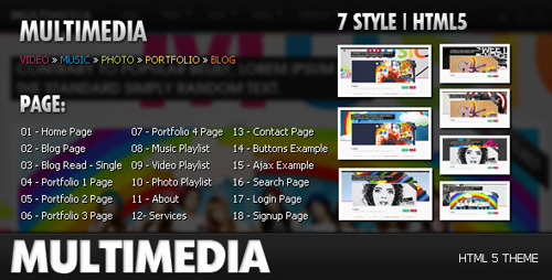 ThemeForest - Multimedia - Music, Video, Picture, Blog HTML 5 - FULL