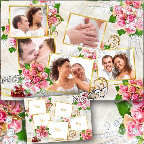 Wedding frame to create a collage of five photos - Wedding collage