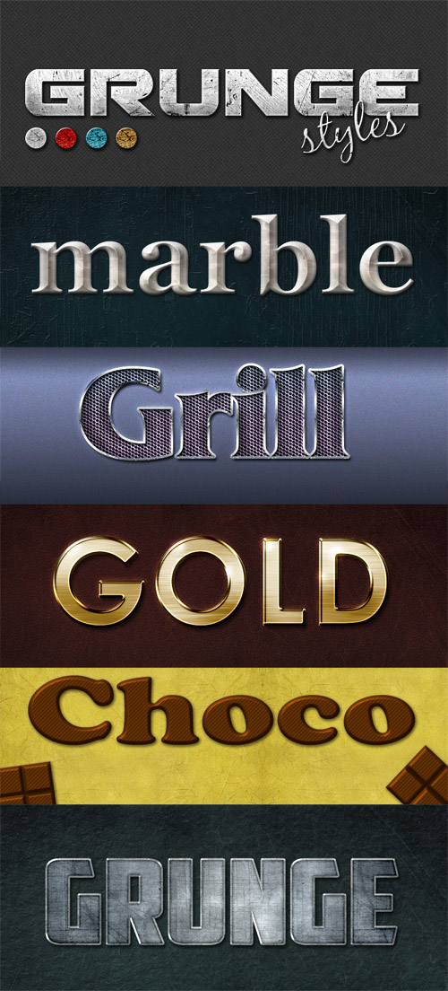 Styles Pack - Grunge, Chocolate, Gold, Marble and Grill