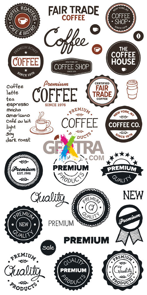 Vintage Coffee Labels Vector Set #4