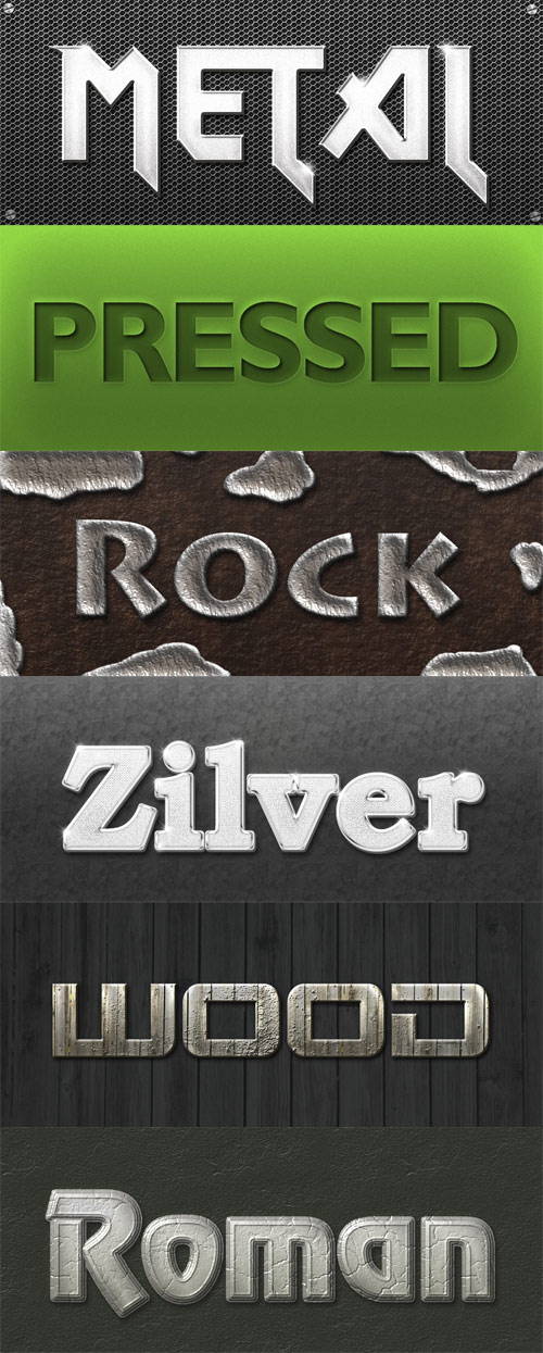 6 Excellent Styles For Photoshop - Roman, Metal, Pressed, Rock, Wood and Zilver