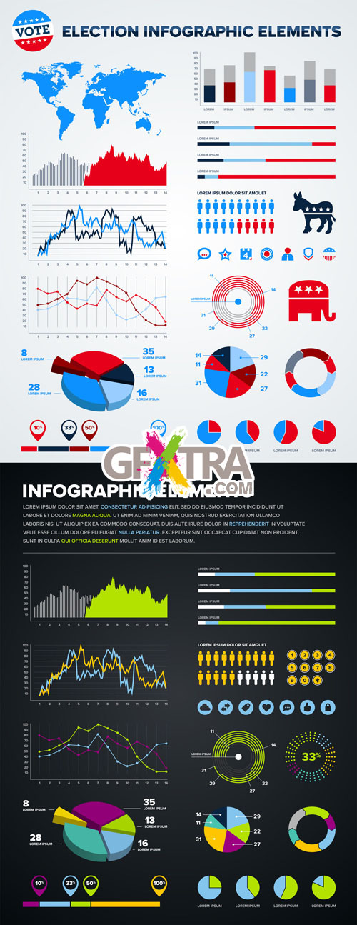 U.S. Election Campaign - Infographics Vector Pack #9