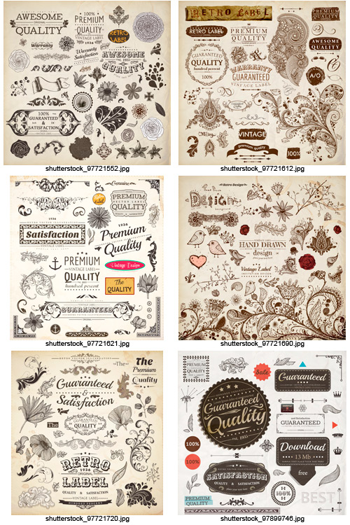 Amazing SS - Floral Ornaments & Vintage Labels, 20xEPS Amazing SS - Floral Ornaments & Vintage Labels, 20xEPS