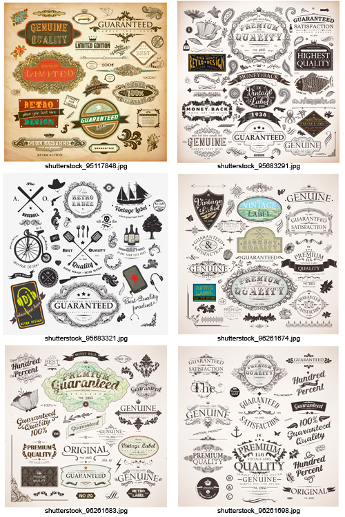 Amazing SS - Floral Ornaments & Vintage Labels, 20xEPS Amazing SS - Floral Ornaments & Vintage Labels, 20xEPS