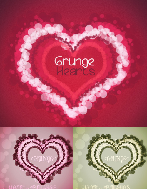 Grunge Hearts II Brushes Set