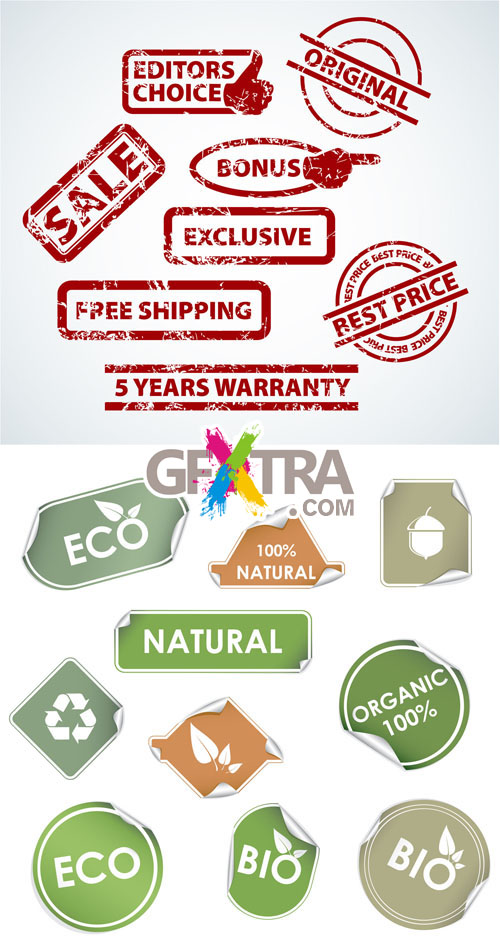 Sales of Stamps and Labels Bio Vector Set