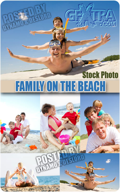 Family on the beach - UHQ Stock Photo
