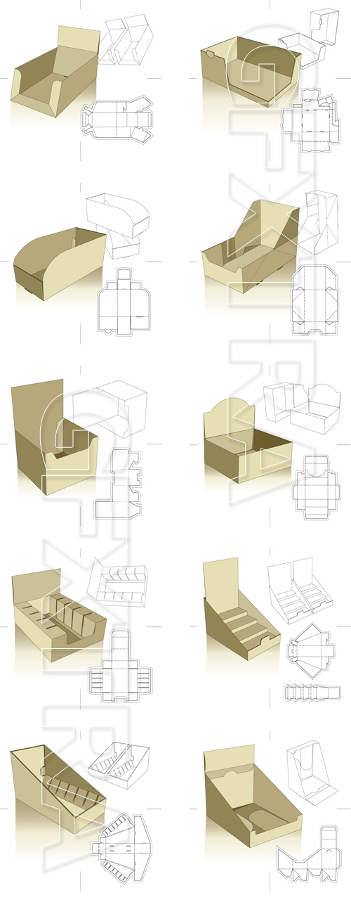 Patterns and design of cardboard boxes 20xEPS
