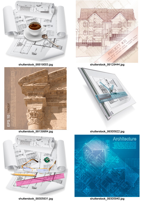 Amazing SS - Urban Blueprint and Architectural Backgrounds, 25xEPS